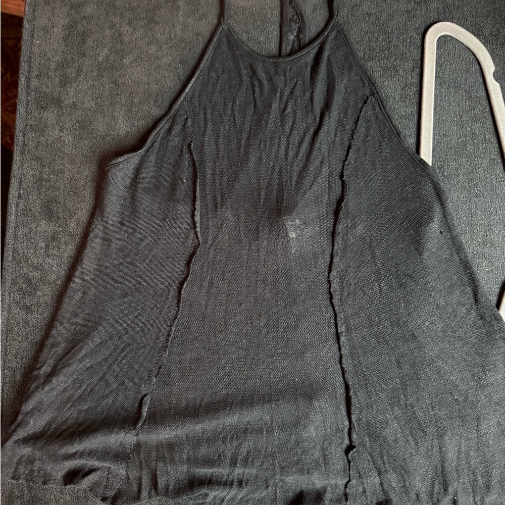 Free People Asymmetrical Black Tank Top